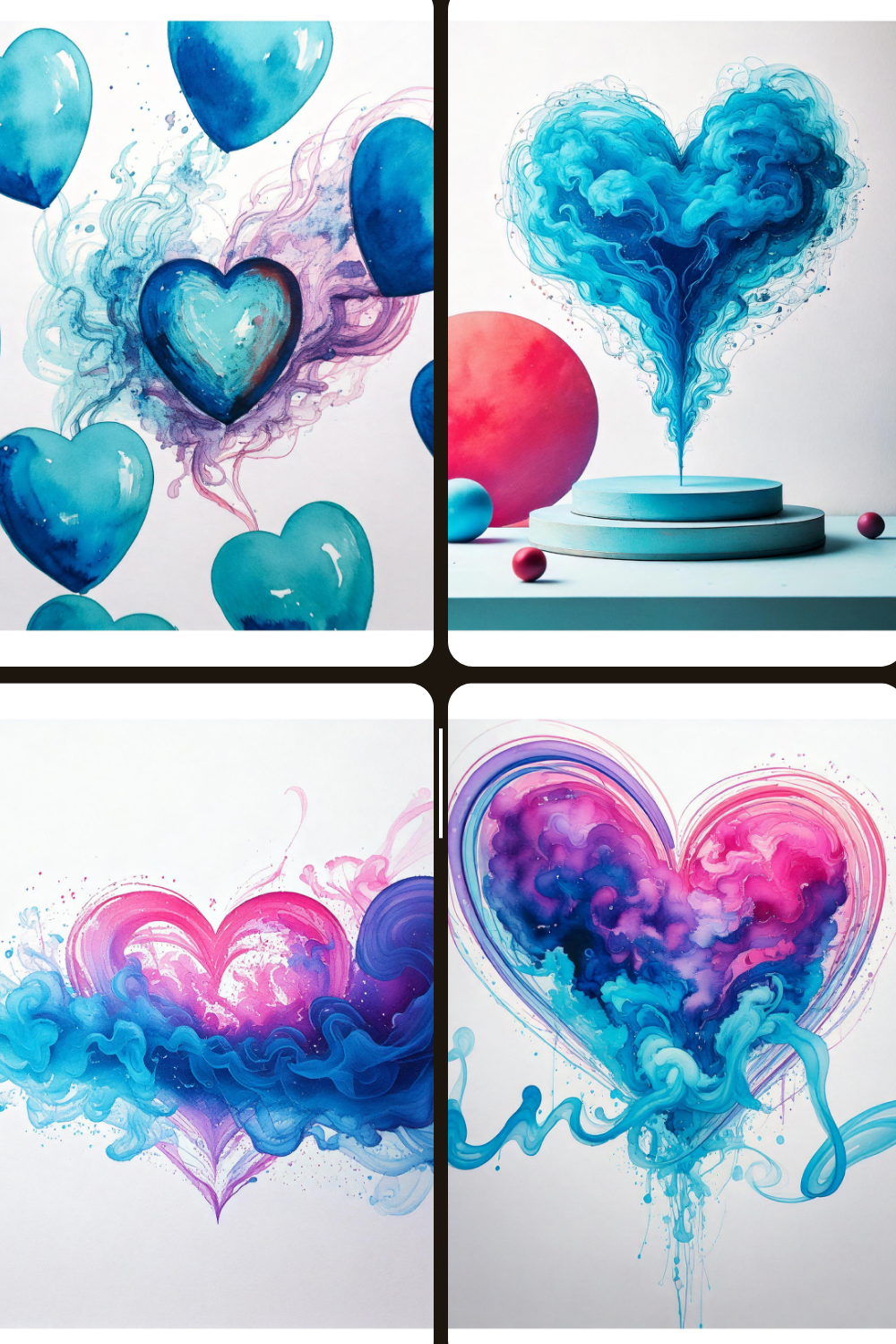 5 Digital prints of Love in Bloom – Romantic Watercolor Collection.