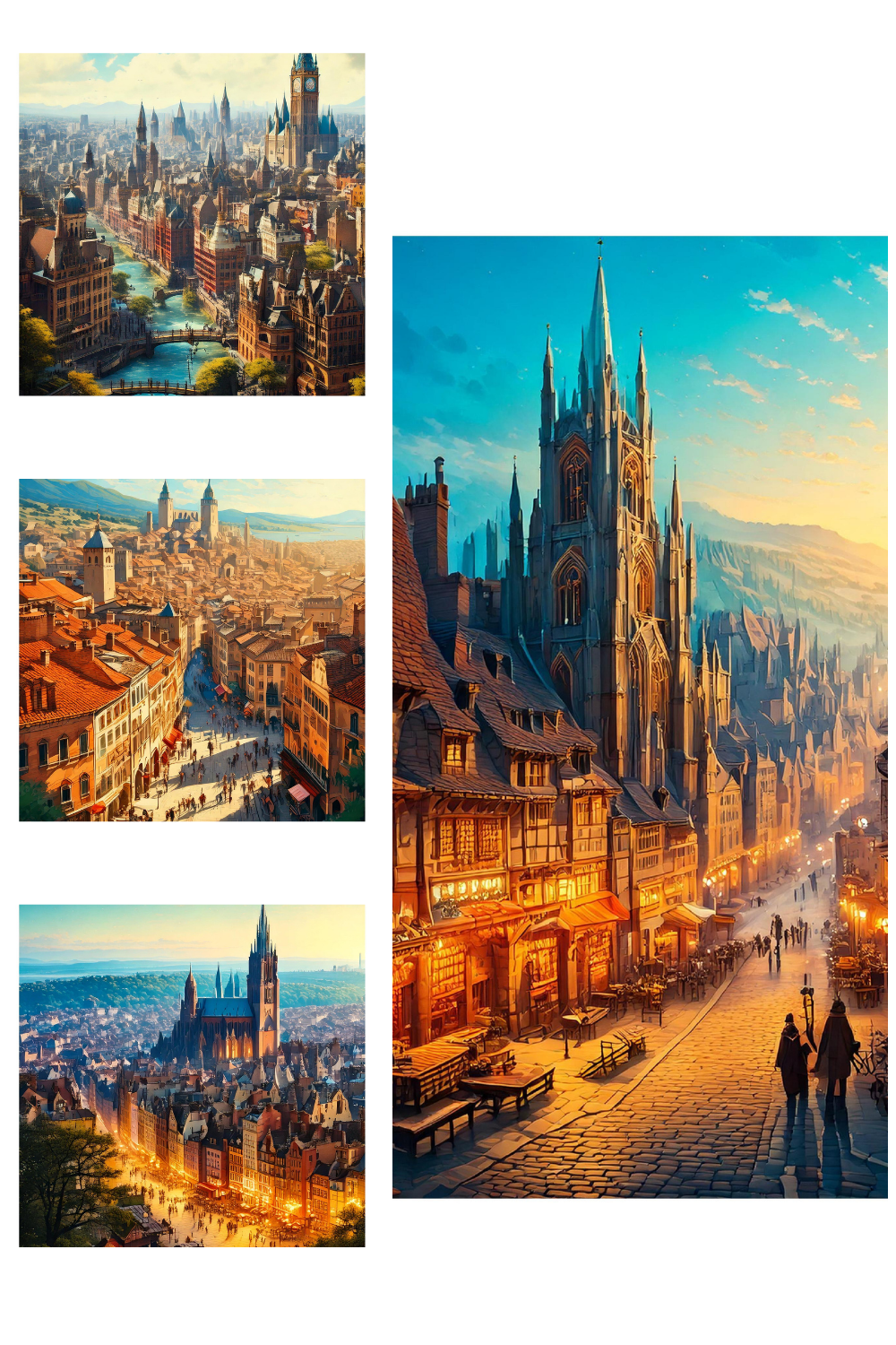 Digital prints of 5 Timeless Cities – Vintage Views of Old Towns