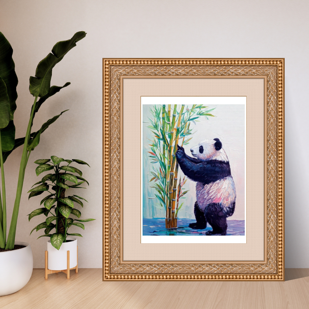 5 Digital prints of Hand-Painted Panda Portrait