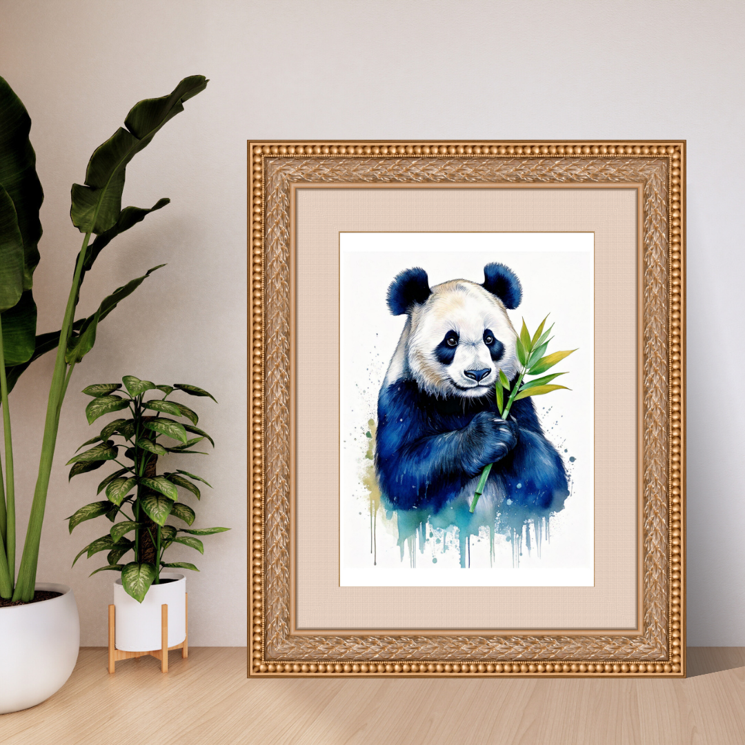 5 Digital prints of Hand-Painted Panda Portrait