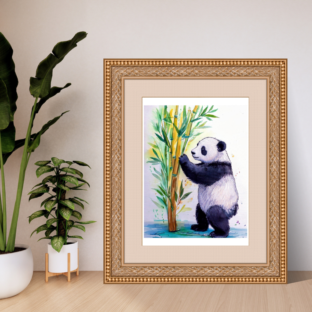 5 Digital prints of Hand-Painted Panda Portrait