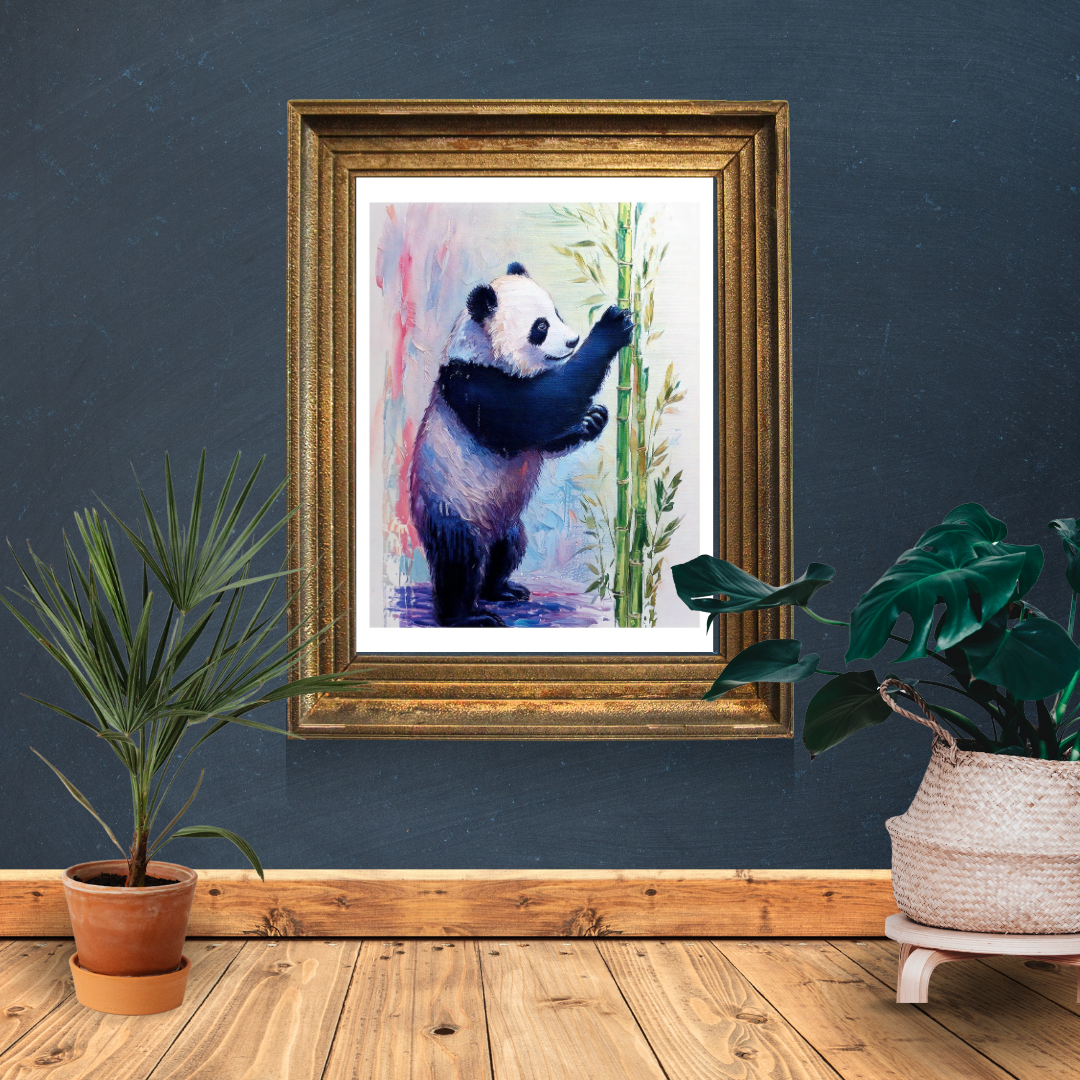 5 Digital prints of Hand-Painted Panda Portrait